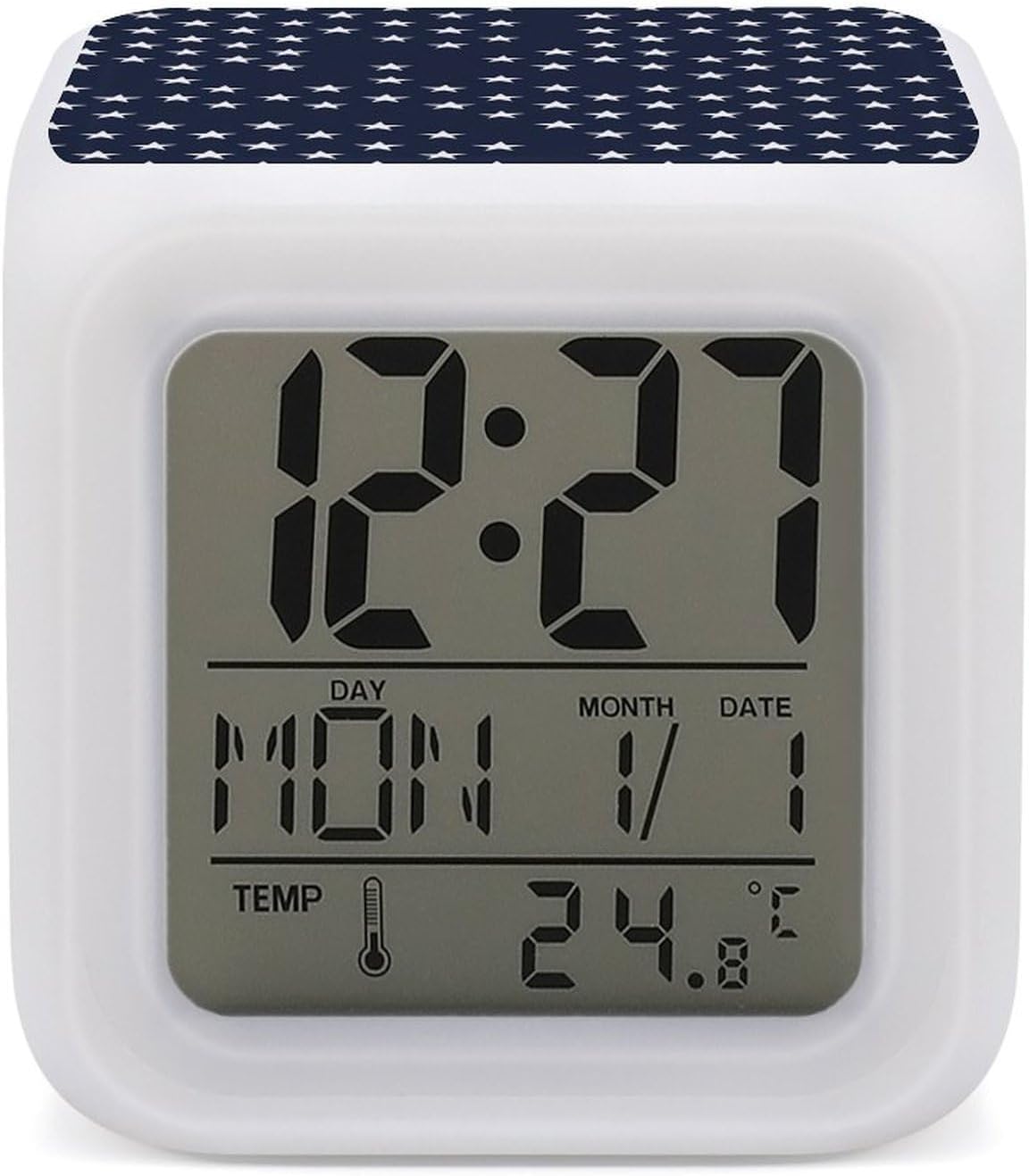 USA Star Color Changing LED Alarm Clock with Time Date Temperature