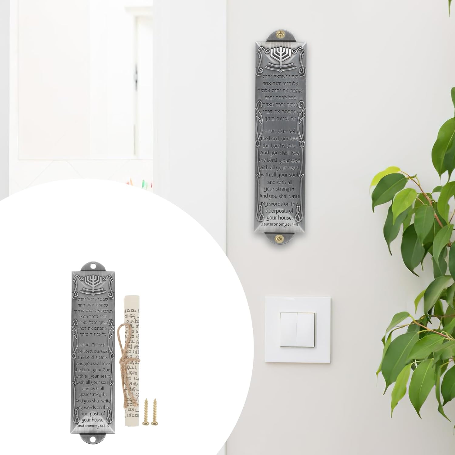 VICASKY Mezuzah Scroll Door Hanger Brass Decor