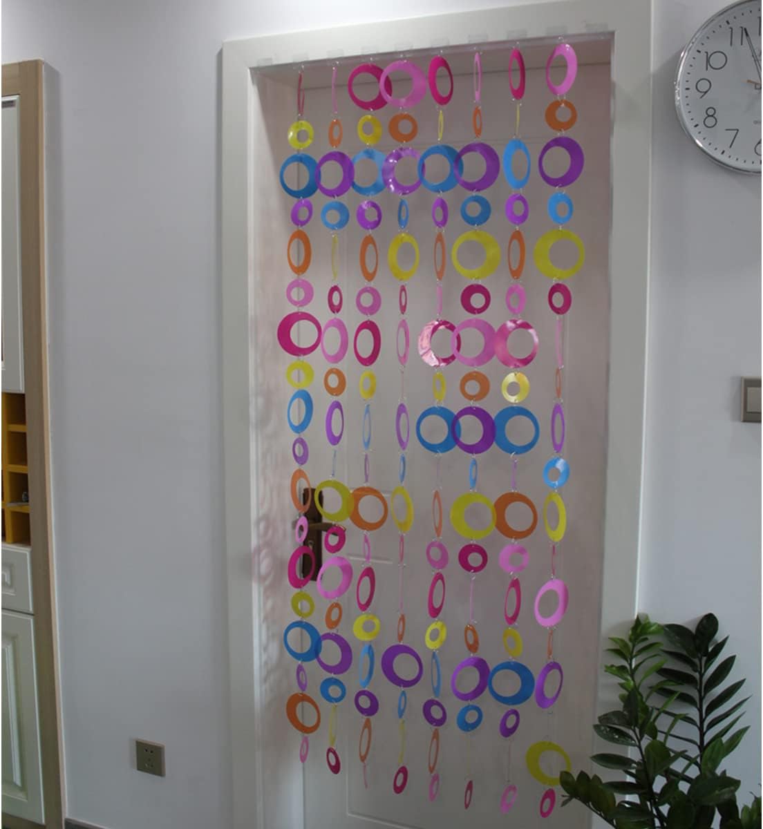Queenbox 63in 8pcs Colorful Round Sequin Curtain
