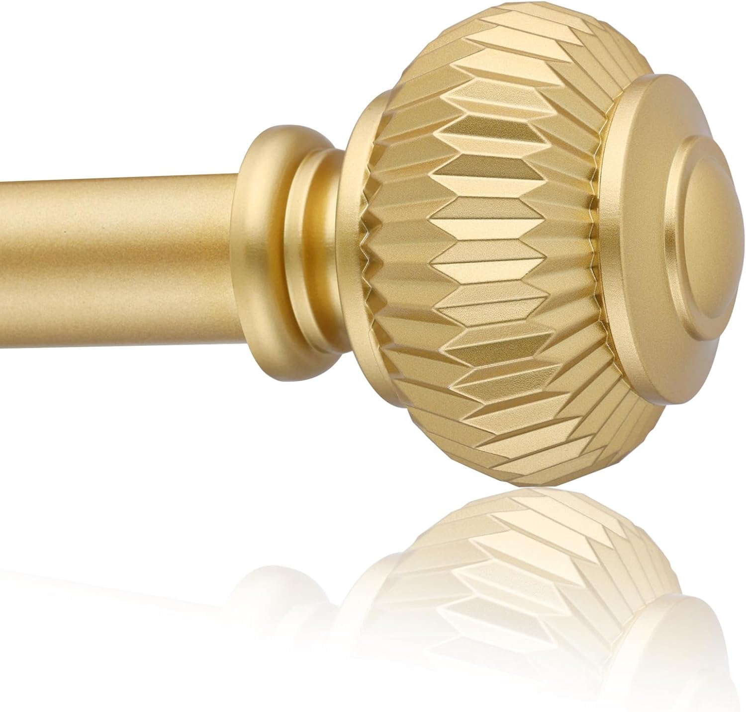 Gold Curtain Rods for Windows 48-84 Inches Adjustable Heavy Duty with Lantern Ball Finials