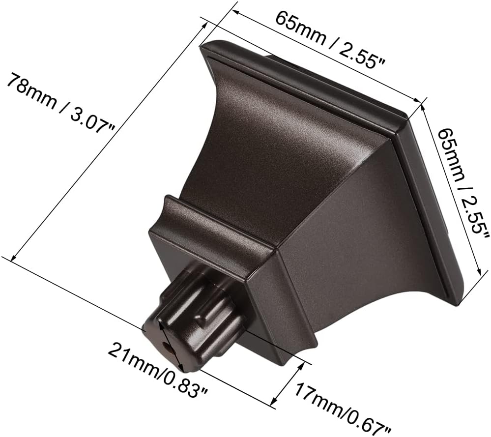 Uxcell Curtain Rod Finials 2pcs Square Brown 083 Inch Hole Diameter Fit
