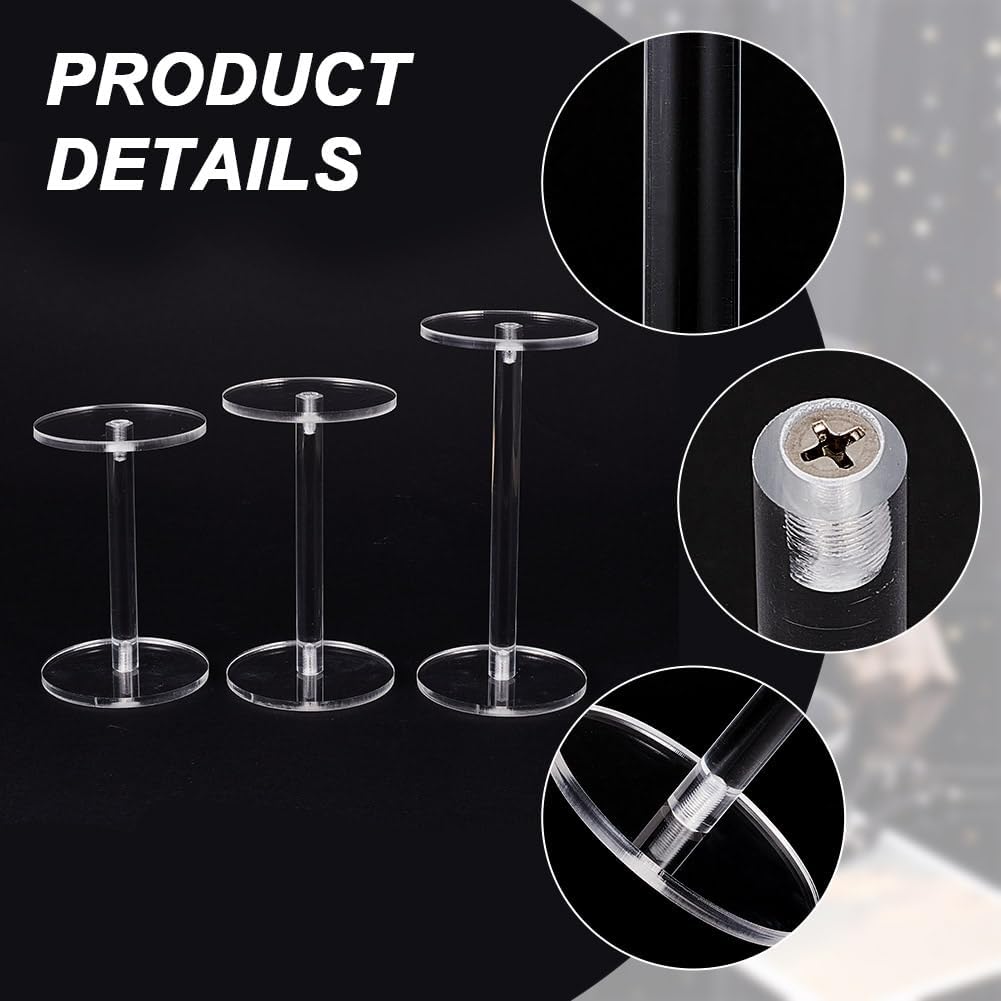 NBEADS 3 Pcs Clear Acrylic Round Pedestal Display