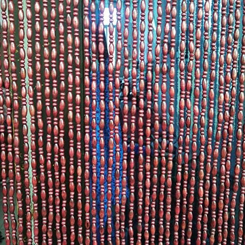 NA Beaded Curtain Wooden Beads Door String Panel for Living Room Bedroom Room Divider Rustic Brown 35 Strands 80x175cm