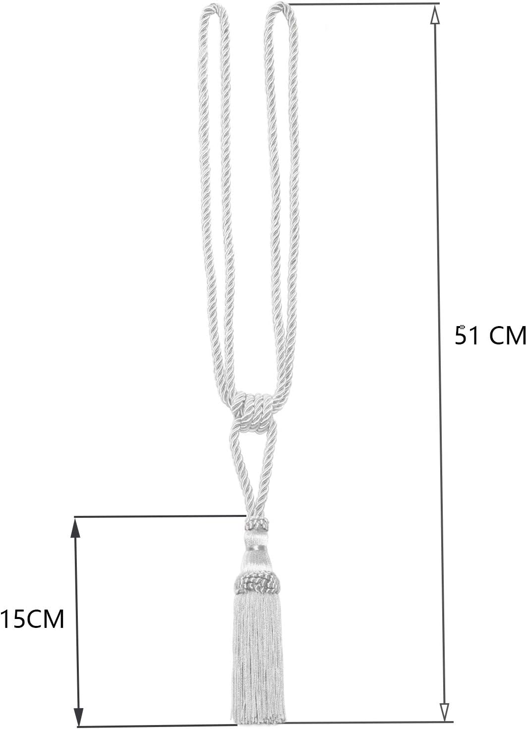 Fenghuangwu 2PCS Curtain Tassel Tiebacks Handmade Tassels Rope Holdbacks for Home Office Decor - White