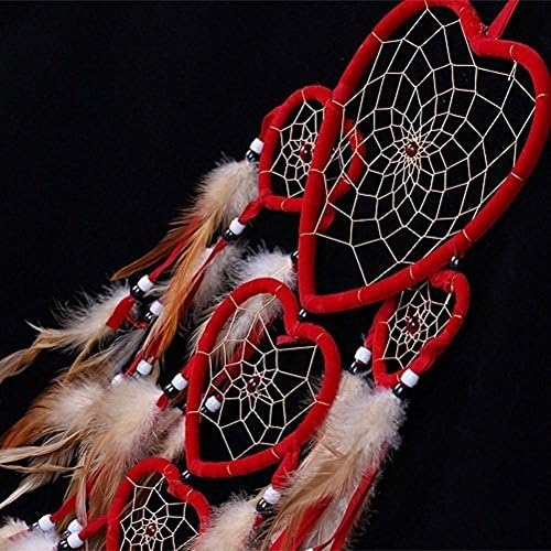 Heart Shaped Dream Catcher with Feathers for Car Wall Decoration