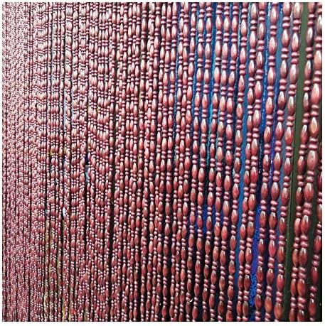 NA Beaded Curtain Wooden Beads Door String Panel for Living Room Bedroom Room Divider Rustic Brown 35 Strands 80x175cm