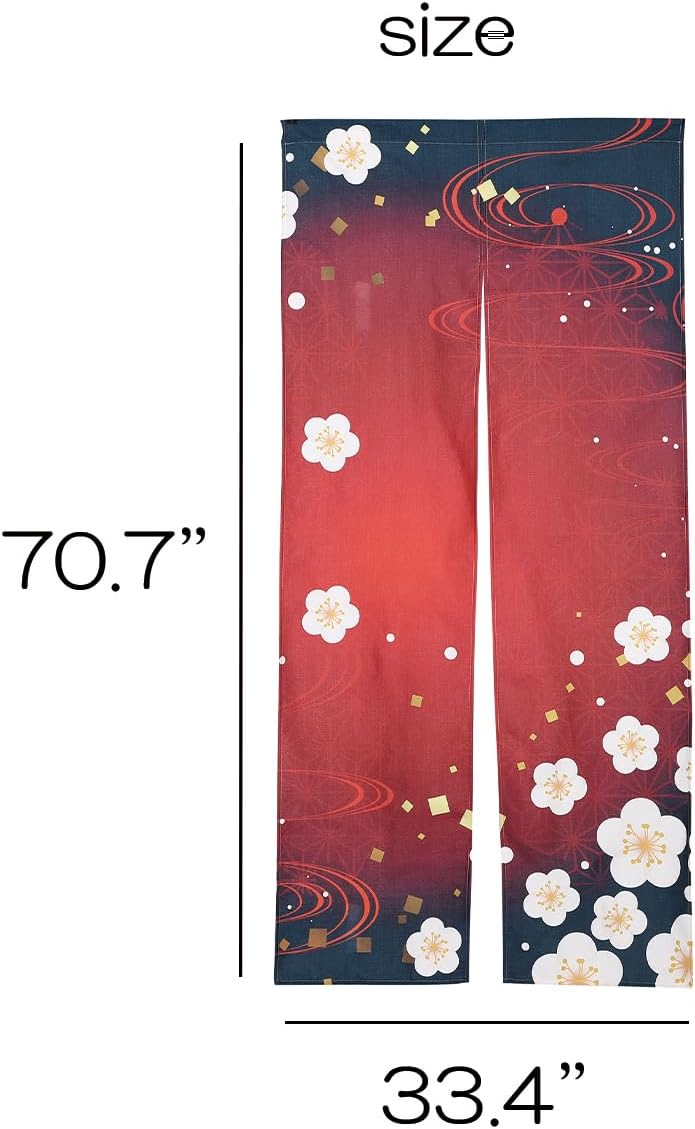 Plum Blossom Print Noren Door Curtain for Home Dcor