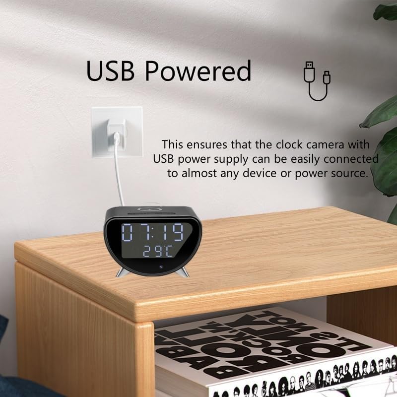 4K Camera Clock with Wireless Charging and Time Temperature Display 1