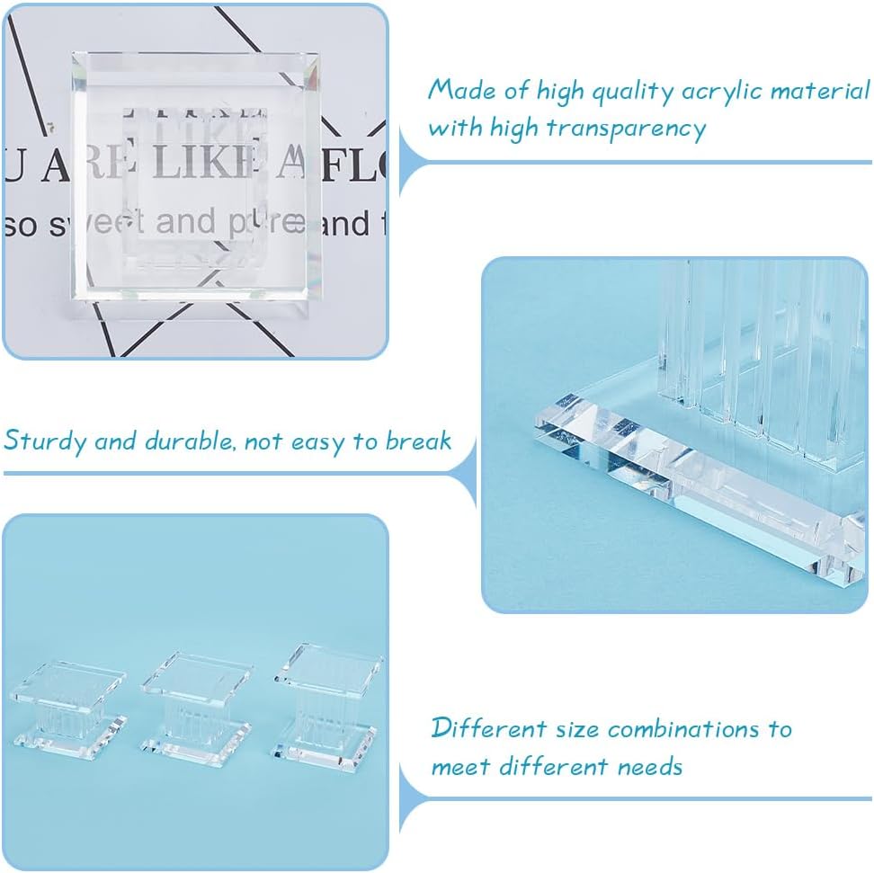 BENECREAT 3 Sizes Clear Acrylic Display Block for Gemstone Jewelry Pop Figures