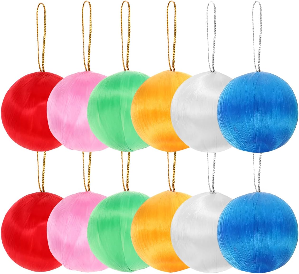 Amosfun 30pcs Colorful Silk Thread Ball Ornaments