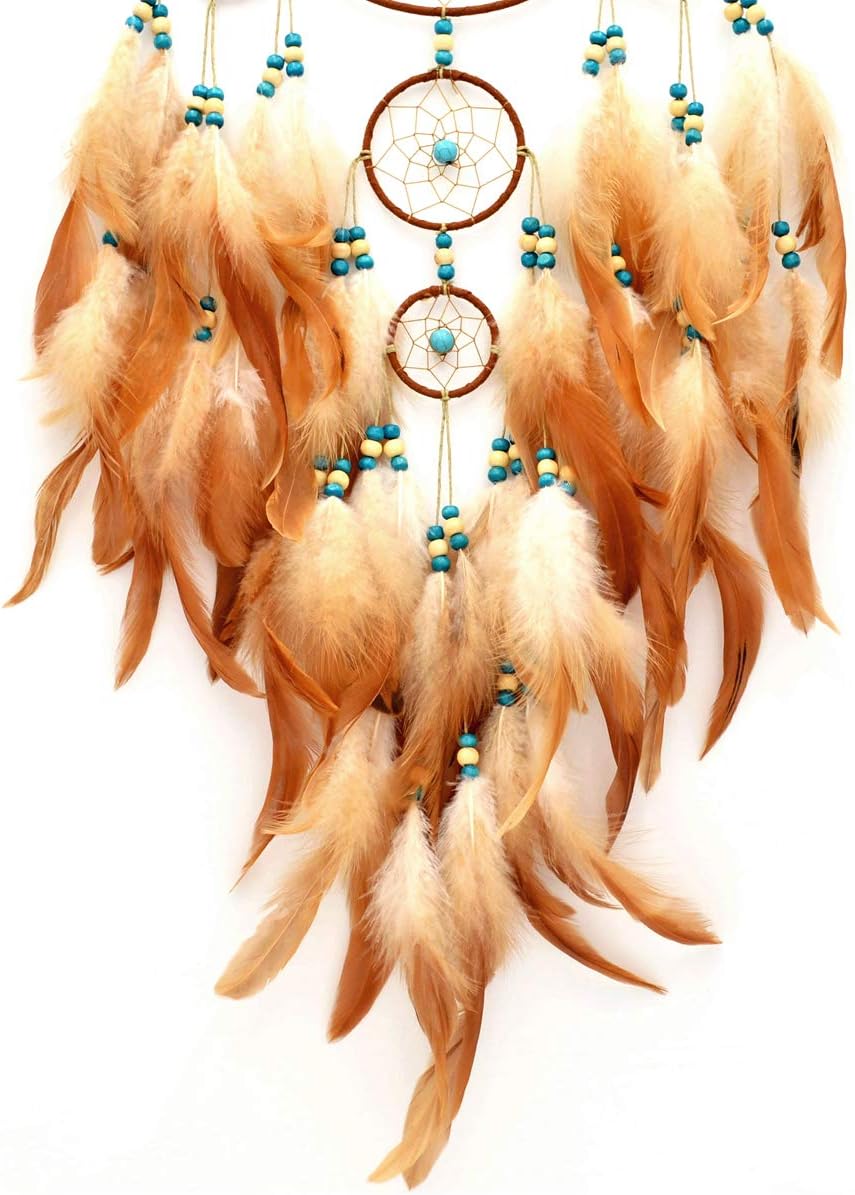 Urdeoms Dream Catcher Wall Decor for Bedroom and Room Decor with Turquoise and Feathers