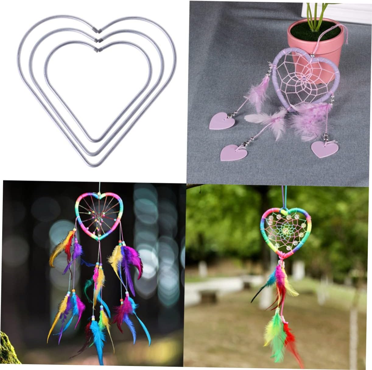 Heart Shaped Macrame Dreamcatcher Metal Ring Hoop