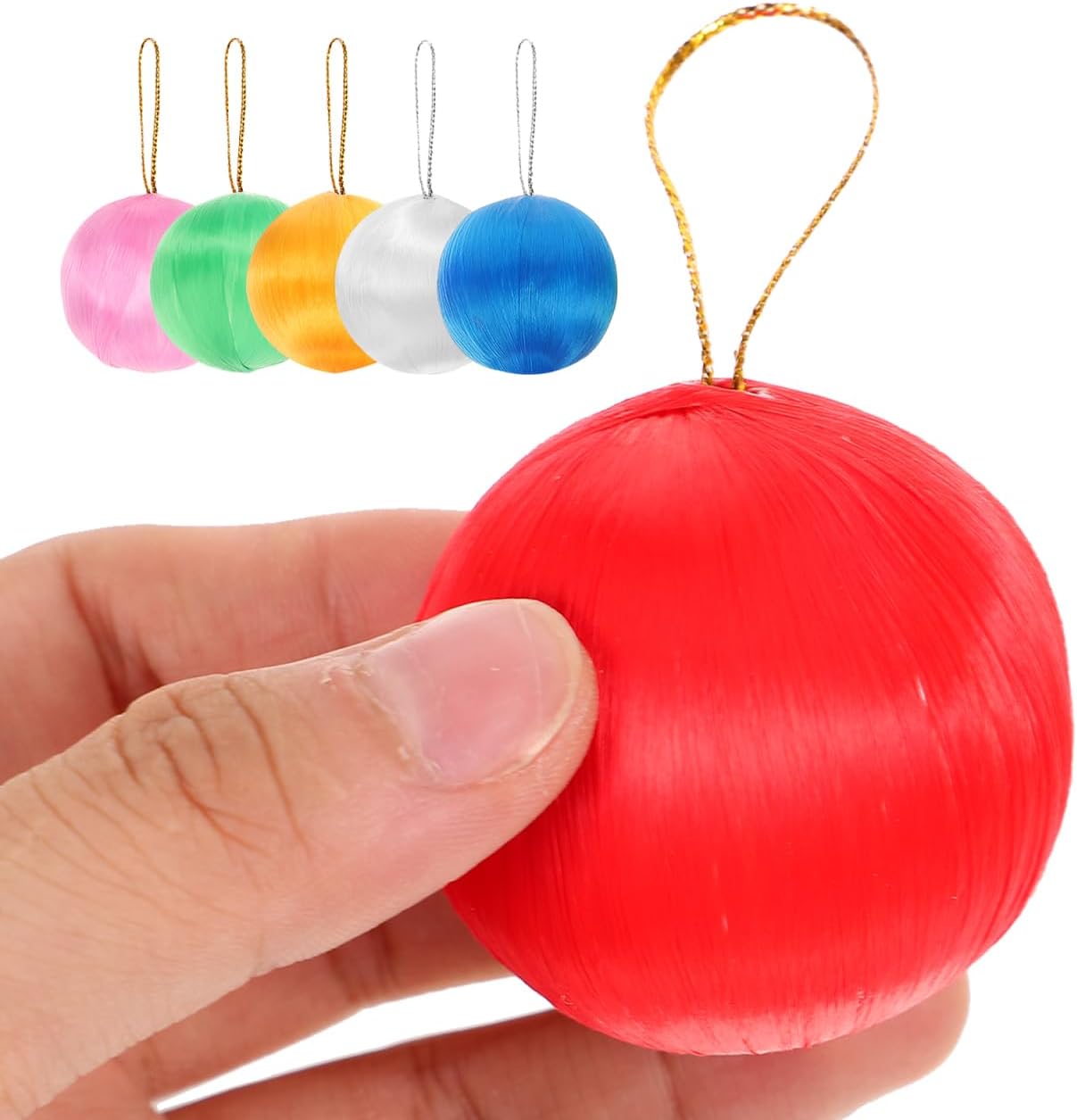 Amosfun 30pcs Colorful Silk Thread Ball Ornaments