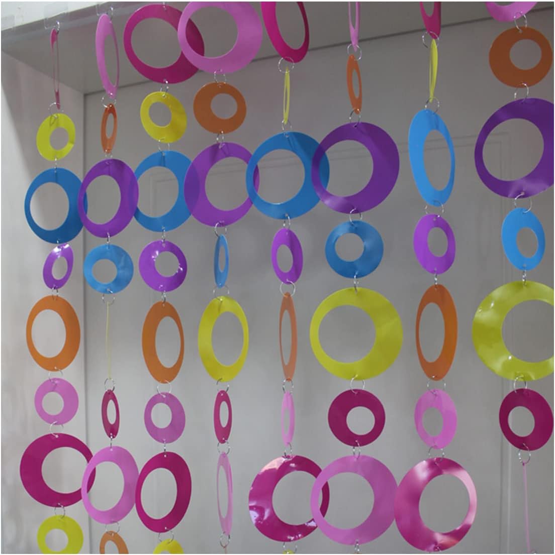 Queenbox 63in 8pcs Colorful Round Sequin Curtain
