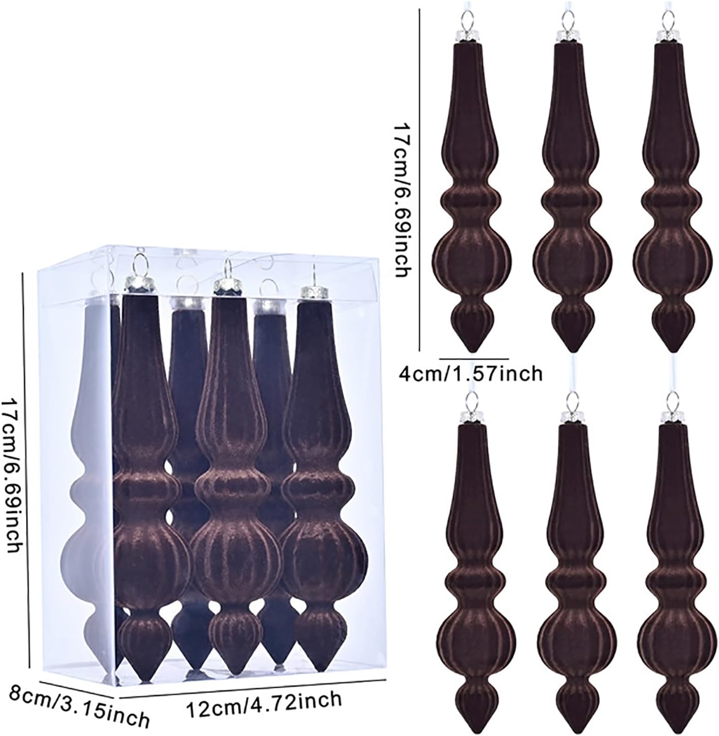 Ochine 6Pcs Shatterproof Christmas Finial Drop Ornaments