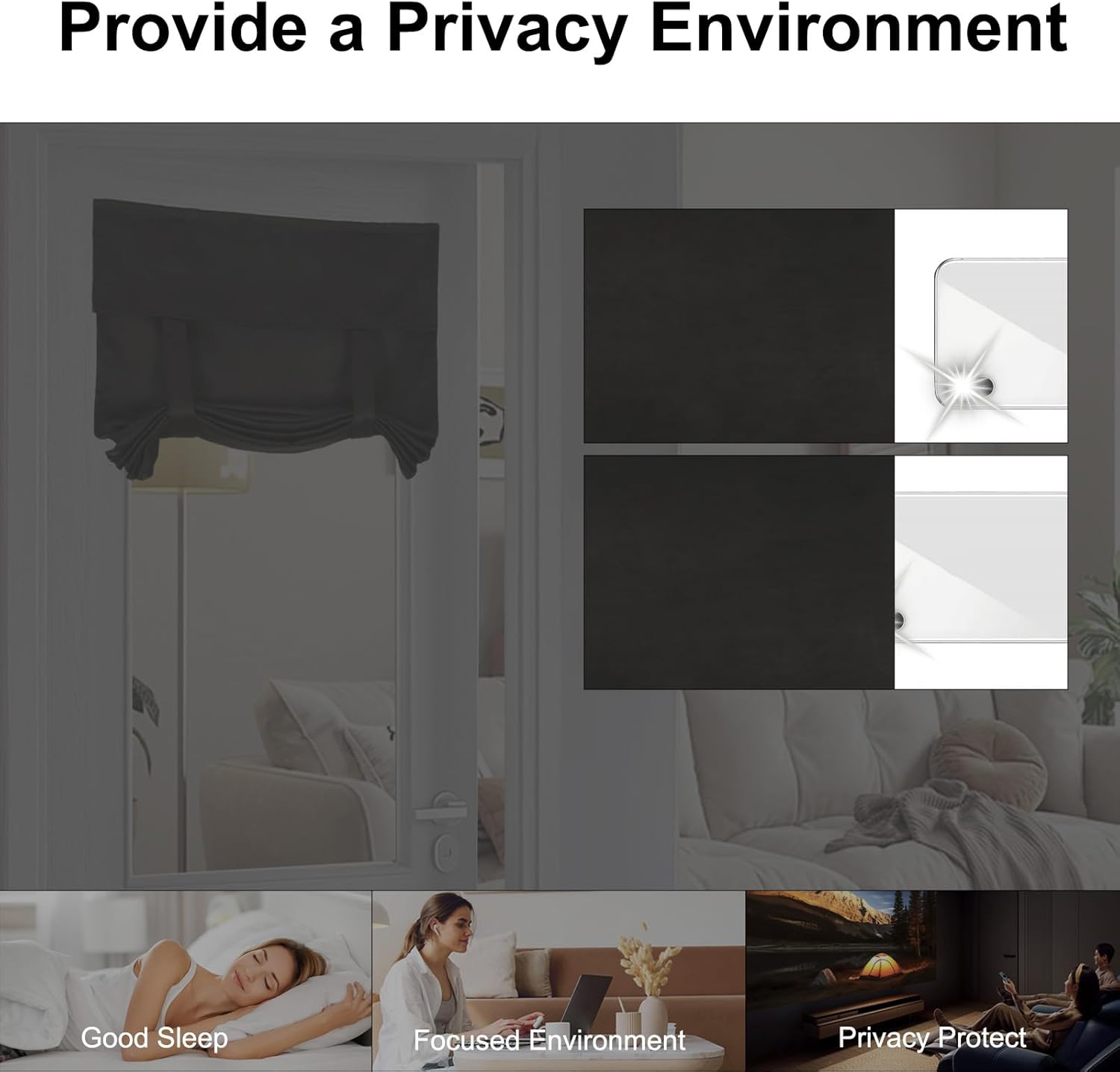 FUANGUI Blackout Door Curtains 26x69 Inch Black Panel