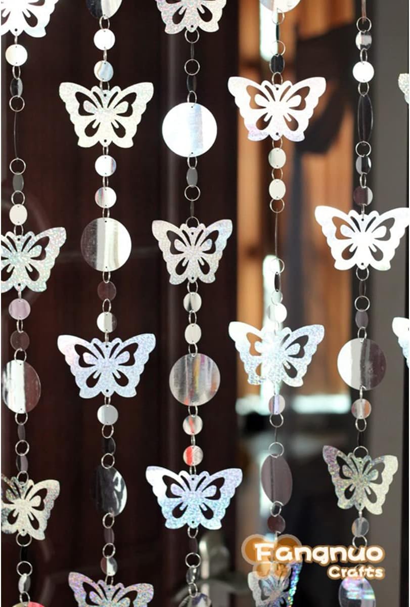 QueenBox 5Pcs 394in Butterfly Sequin Curtain