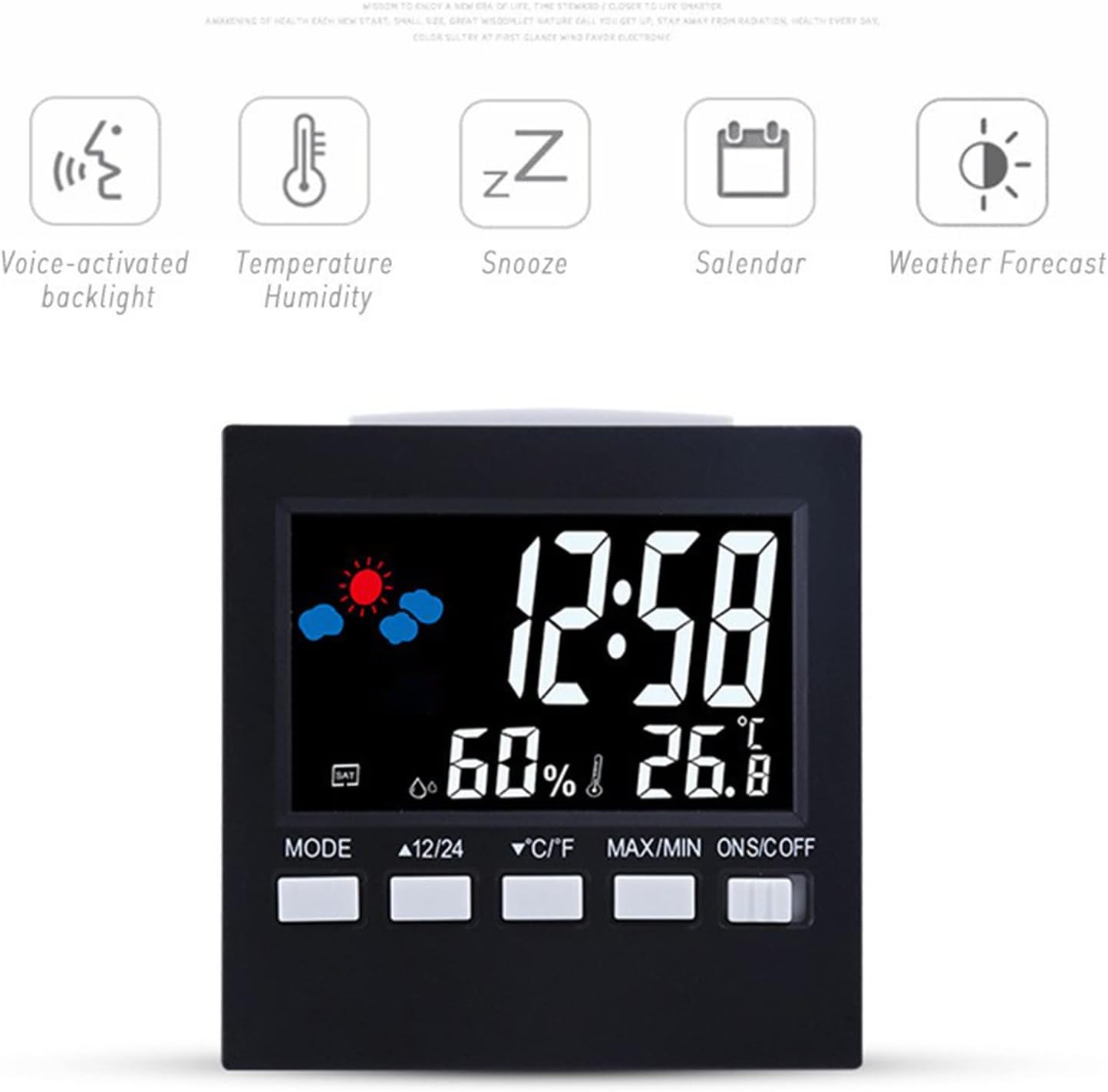 Lovskoo Digital Clock Alarm with Colorful Screen and Weather Display