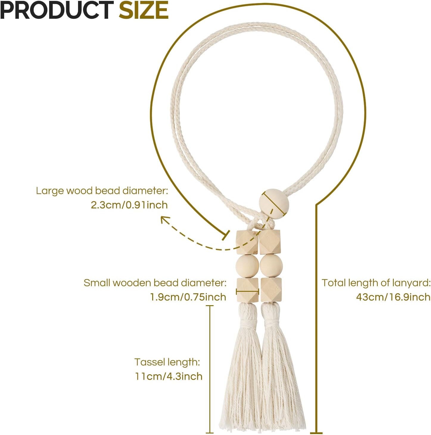 NICEEC 2 Pack Cotton Rope Tassel Curtain Holdbacks Boho Style Decorative Curtain Tiebacks