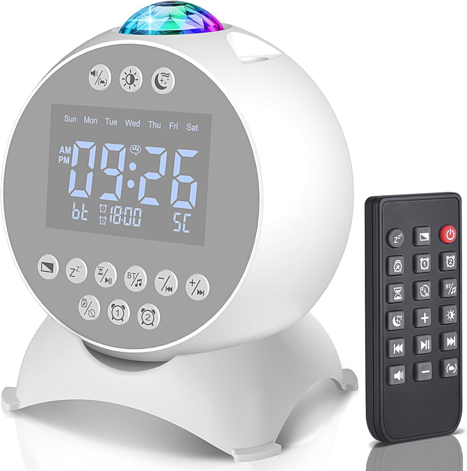 Kids Alarm Clock with Star Projector and Bluetooth Speaker