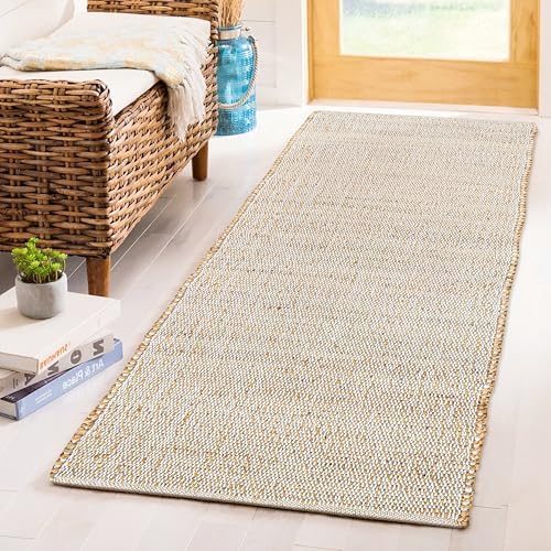 Savi Home Jute Cotton Handwoven Runner Rug 2x6 Natural Fiber Rustic Farmhouse Design