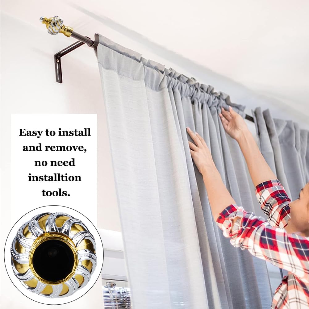 GORGECRAFT 4PCS Gold Curtain Rod Finials Ends Caps