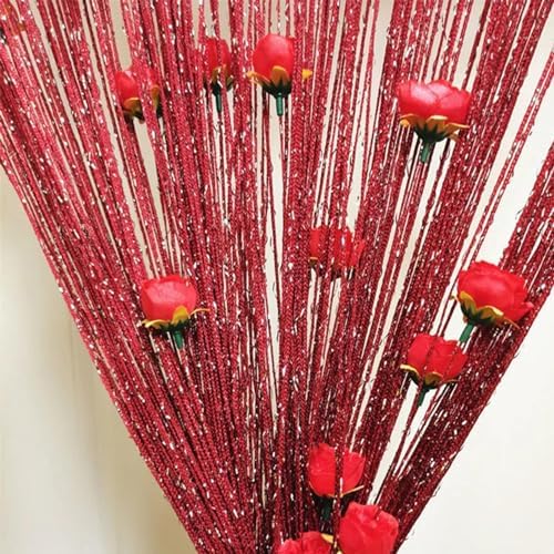Rose Thread Door Curtain 39x79 Inch Decorative Tassel Curtain