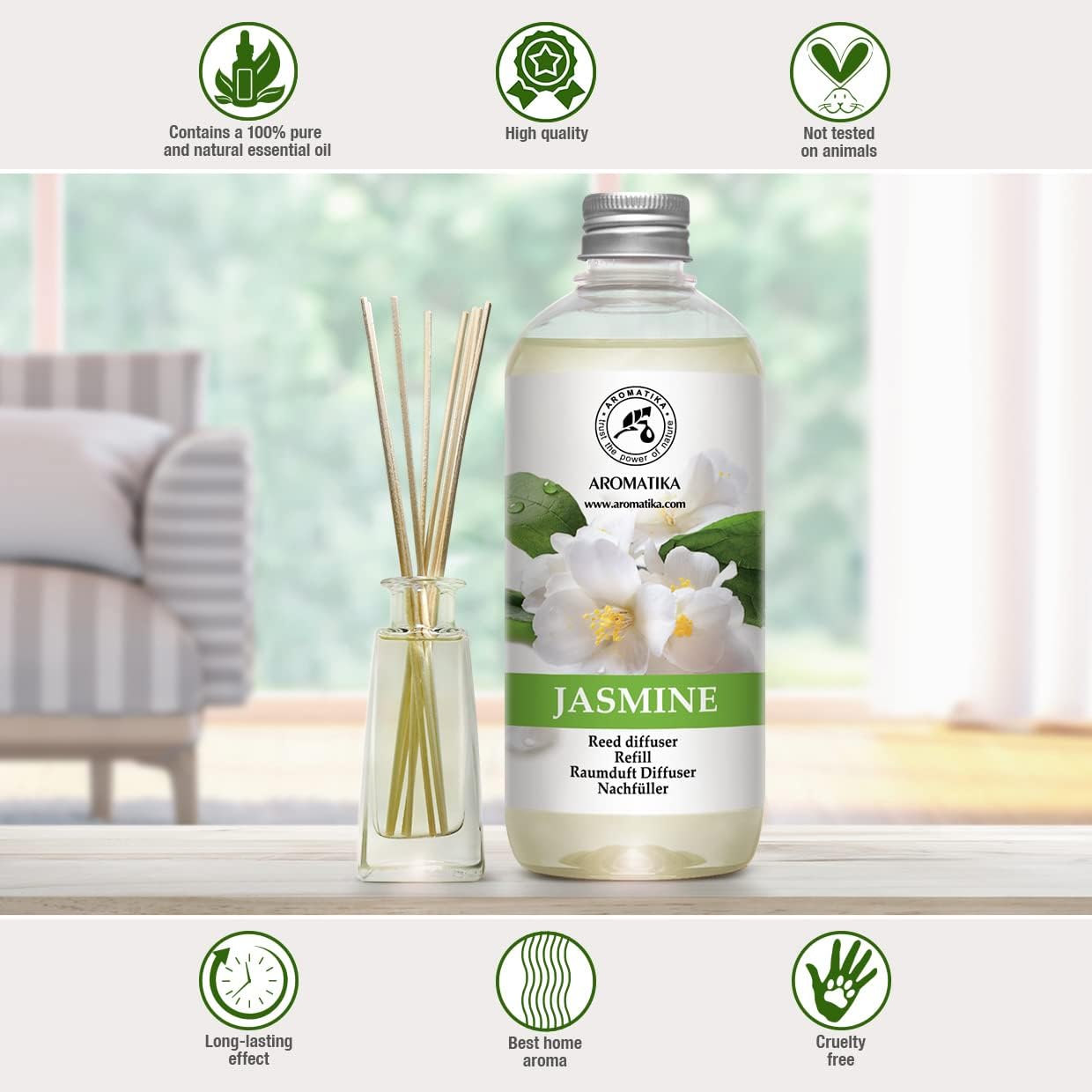 Jasmine Reed Diffuser Refill - 17 Fl Oz Natural Essential Oil