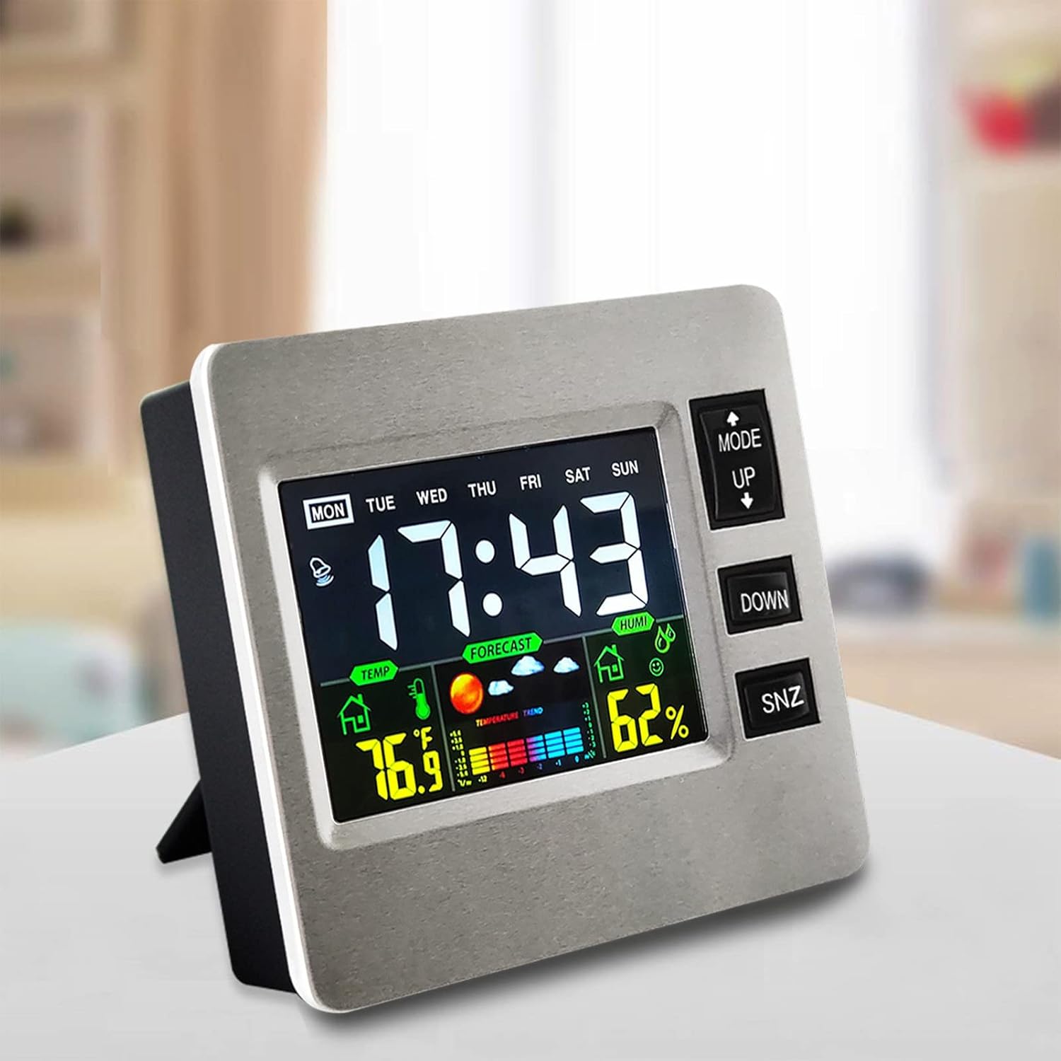 Lovskoo Digital Alarm Clock with Weather Display and Humidity Screen