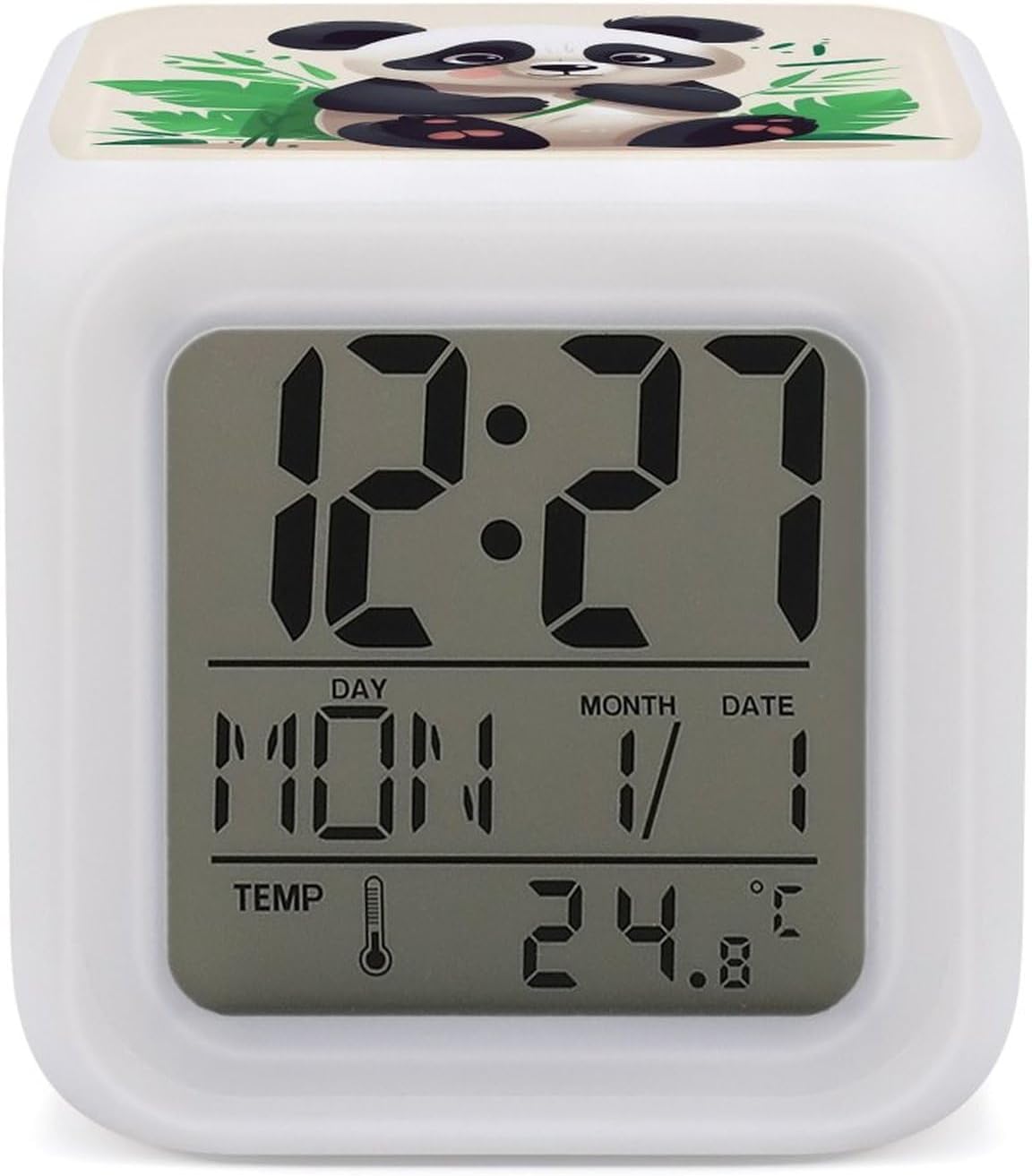 Panda Star LED Alarm Clock with 7 Color Nightlight