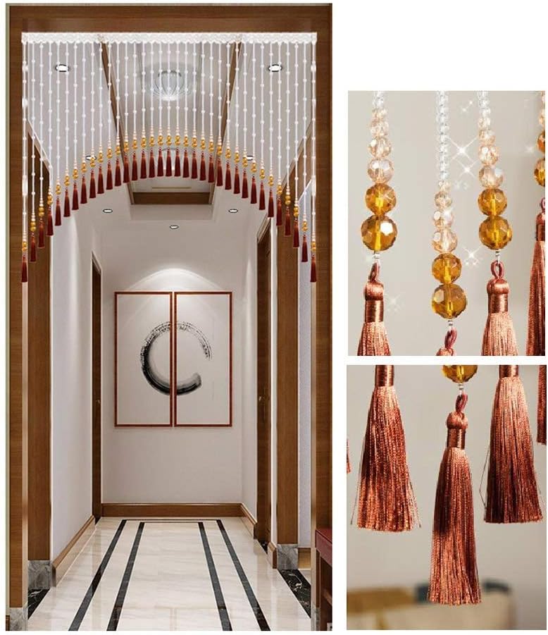 Beaded Curtain with Crystal Beads for Door and Window Decoration