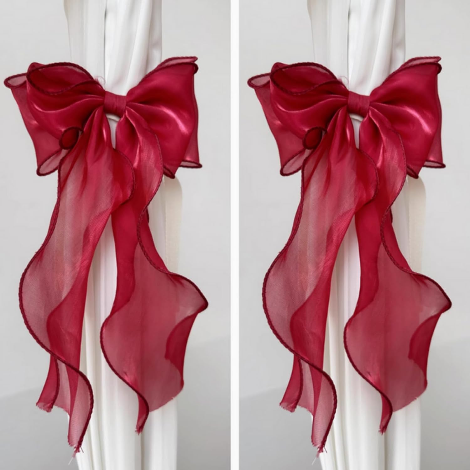2 Pack French Silky Bow Curtain Holdbacks