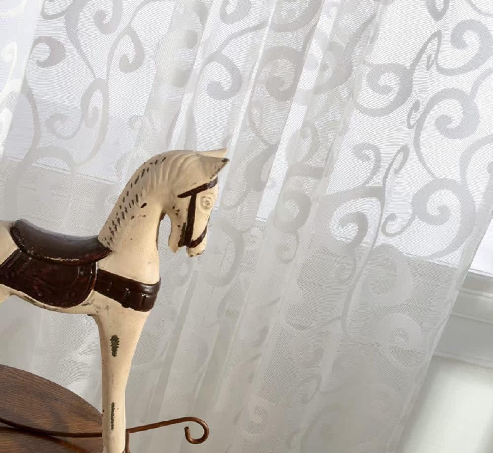 Modern Minimalist White Semi Sheer Curtains Panel