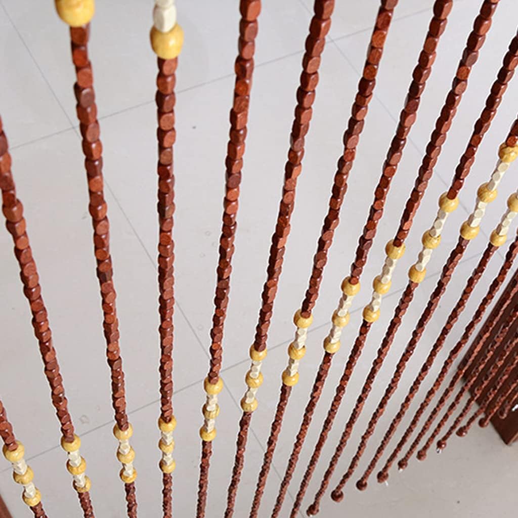 27 Strands Brown Wood Beaded Curtain Panels