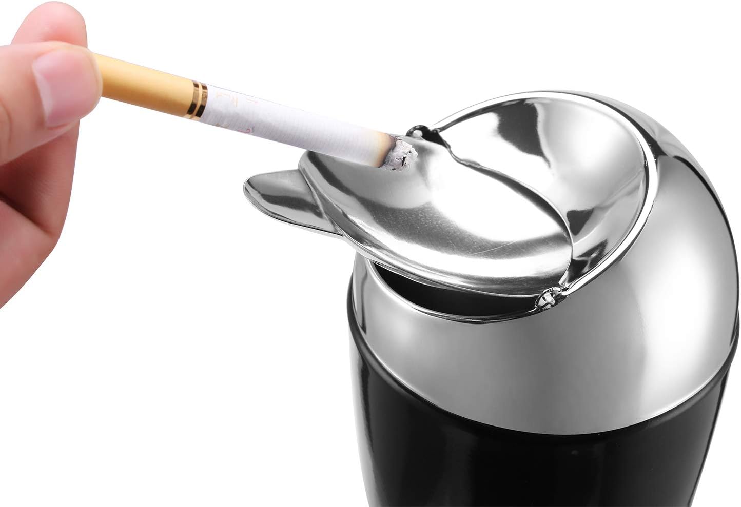2 Pack Adjustable Black Outdoor Ashtray with Lid