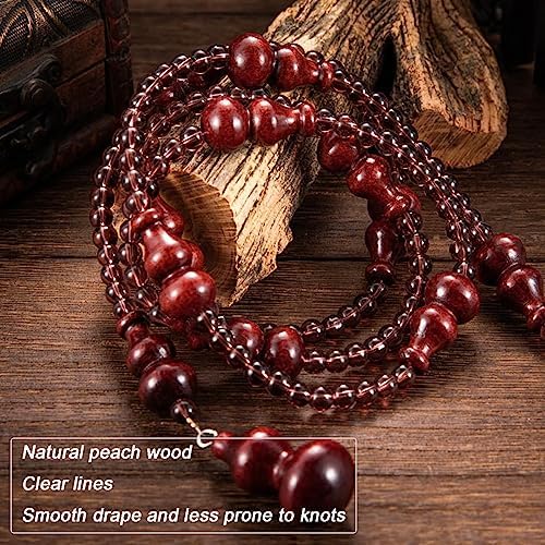 Wood Beaded Door Curtain with Gourd Shape Retro Style 44 Strands 145x155cm