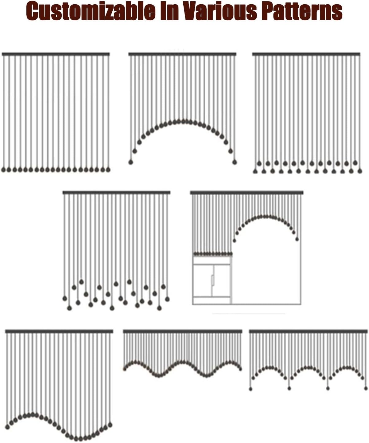 Natural Wood Bead Curtain with Gourd Design
