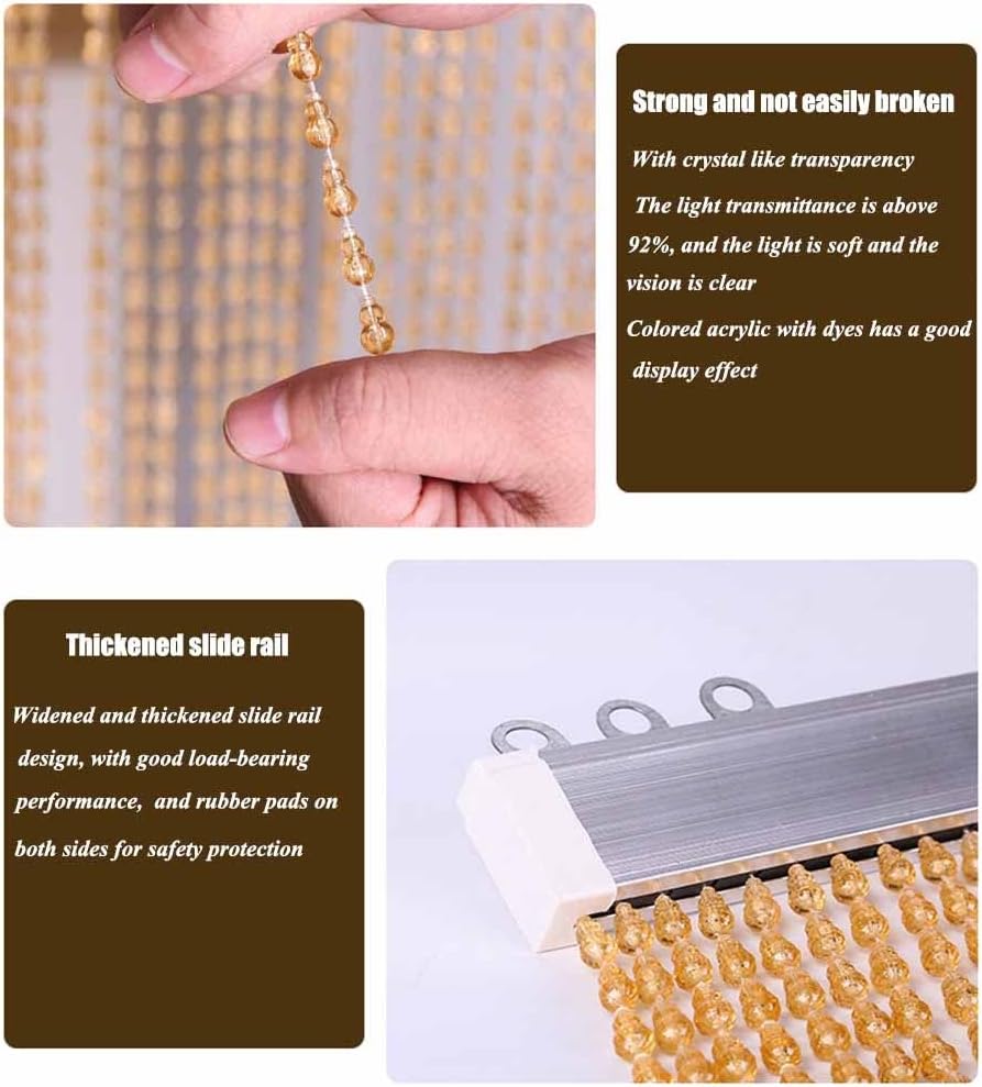 Clear Gourd Beaded Curtains - 100x180cm for Home Decor