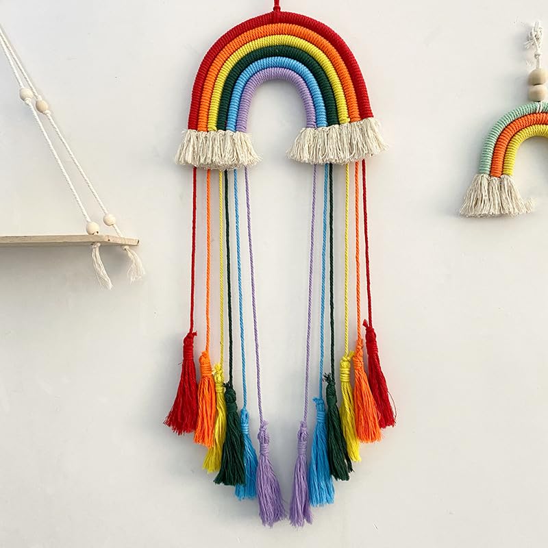 Handmade Woven Dream Catcher with Rainbow Tassel