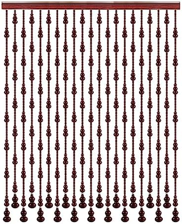 Wood Beaded Door Curtain with Gourd Shape Retro Style 44 Strands 145x155cm