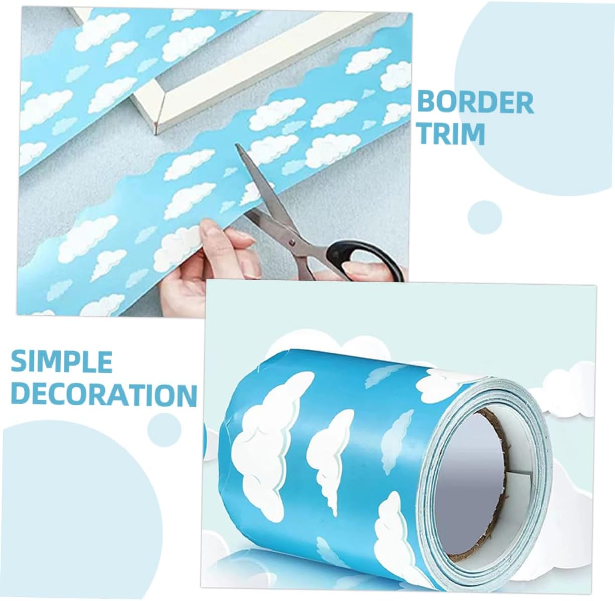 Cabilock Cloud Pattern Bulletin Board Border Trim for Classroom and Office Decor