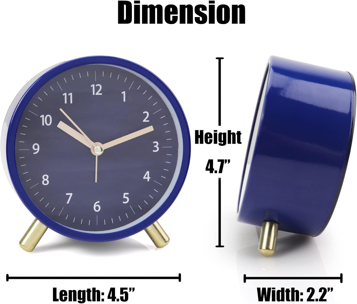 AOLOX 45 Inch Battery Operated Round Analog Alarm Clock with Soft Backlight