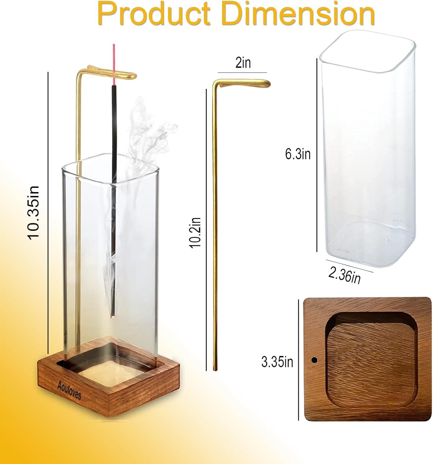 Handmade Incense Holder for Sticks Wooden Ripple Design Ash-Free Burner