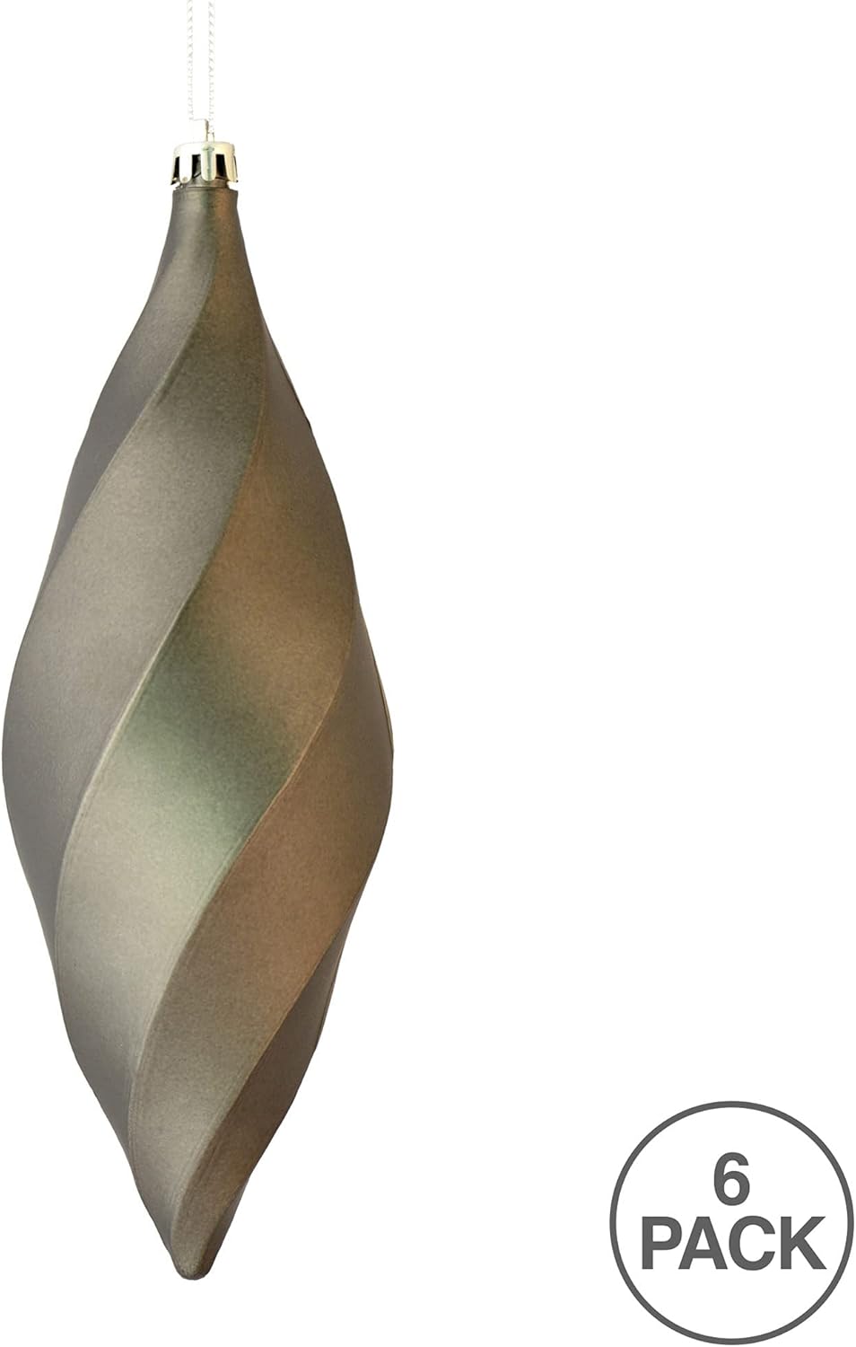 Vickerman Pewter Matte Swirl Finial Ornament 8 Pack of 6