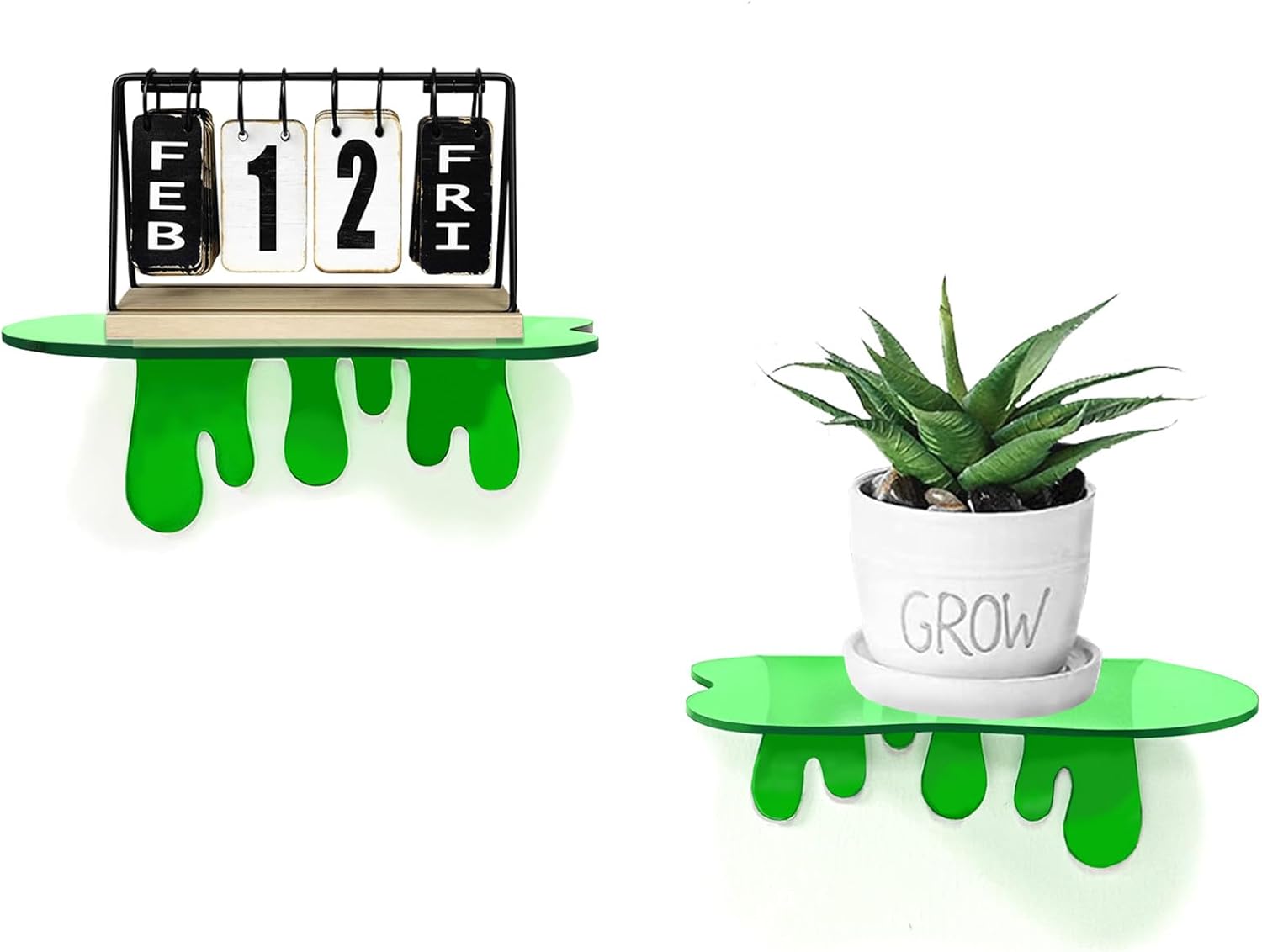 SetGame 2-Pack Green Acrylic Floating Wall Shelves