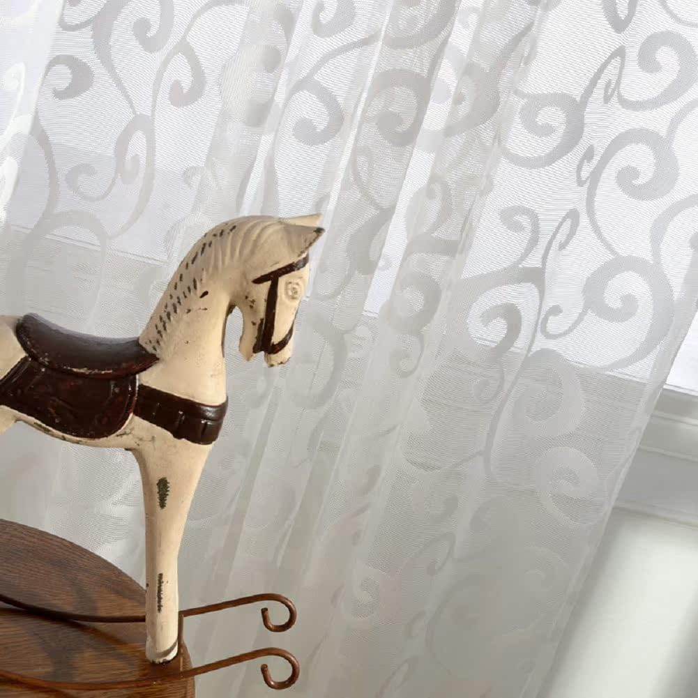 Modern Minimalist White Semi Sheer Curtains Panel