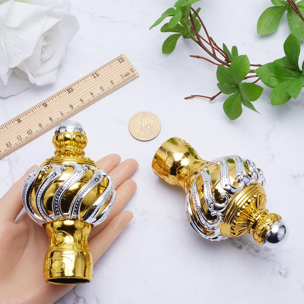 GORGECRAFT 4PCS Gold Curtain Rod Finials Ends Caps