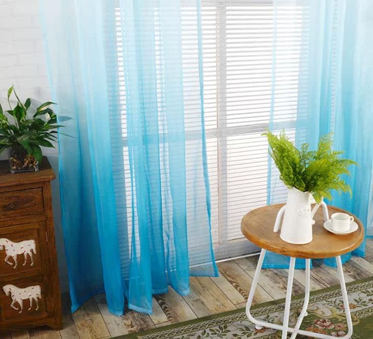 Iuokuby Luxury Semi Sheer Curtains Ombre Style 2 Panels Blue