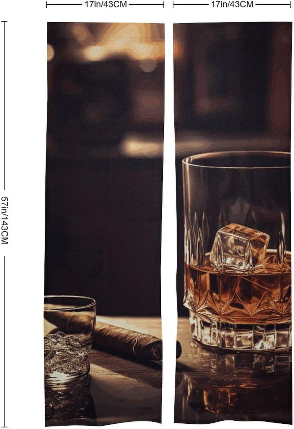 Whisky and Cigar Thermal Door Curtain for Living Room and Sliding Doors