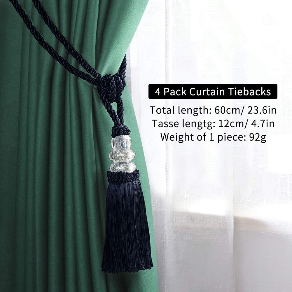 BEL AVENIR 4 Pack Crystal Curtain Holdbacks 1